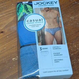 Jockey Everyday Casual Cotton Stretch Bikini 3-Pack -- Size Large  (36"-38")